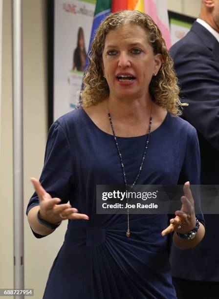 Rep. Debbie Wasserman Schultz attends a discussion about LGBT rights at the Pride Center on May 26, 2017 in Wilton Manors, Florida. The discussion...