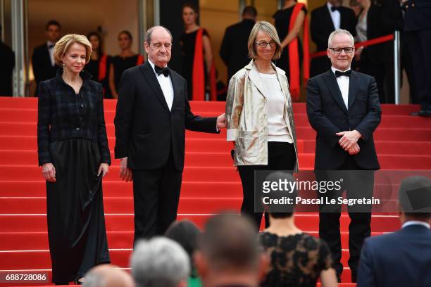 President of the CNC Frederique Bredin, President of the festival Pierre Lescure, French minister of Culture Francoise Nyssen and Director of the...