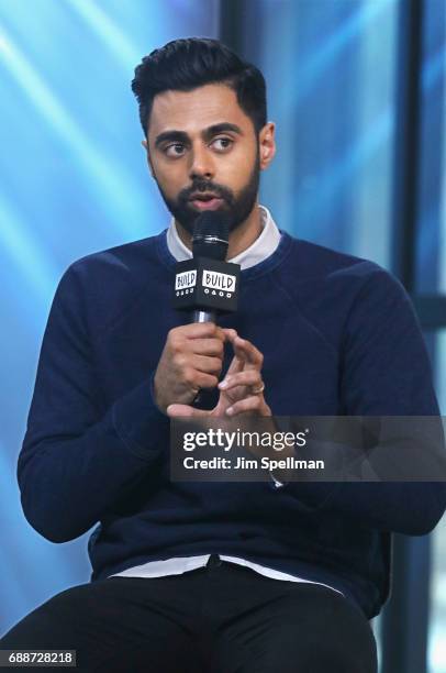 Comedian Hasan Minhaj attends Build to discuss his new Netflix special "Hasan Minhaj: Homecoming King" at Build Studio on May 25, 2017 in New York...