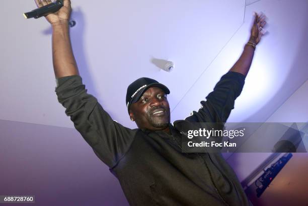 Akon performs during the VIP Room Cannes Akon and Bob Sinclar Concert Party during the 70th annual Cannes Film Festival at on May 25, 2017 in Cannes,...