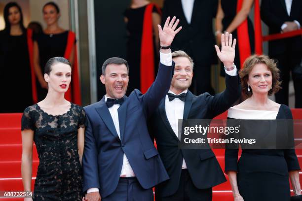 Jacqueline Bisset, Jeremie Renier, director Francois Ozon and Marine Vacth attend "Amant Double " Red Carpet Arrivals during the 70th annual Cannes...