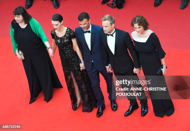 French actress Myriam Boyer, French actress Marine Vacth, French director Francois Ozon, German director and member of the Feature Film jury Maren...