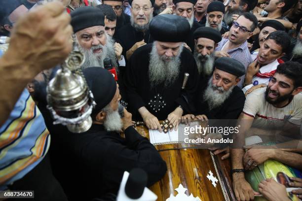 Funeral ceremony held for Saint Samuel's Monastery attack victims Cercis Mahrous and Beshavi Ibrahim, at Maghagha Church in Cairo, Egypt on May 26,...