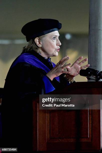 Hillary Clinton gave the Commencement Address at the Wellesley College 2017 166th Commencement Exercises at Wellesley College on May 26, 2017 in...