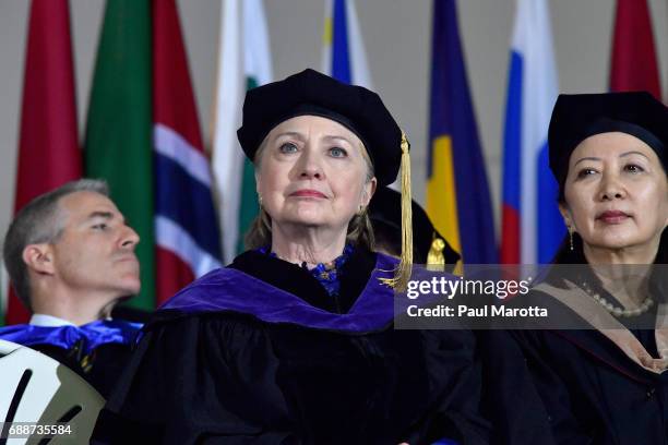 Hillary Clinton gave the Commencement Address at the Wellesley College 2017 166th Commencement Exercises at Wellesley College on May 26, 2017 in...