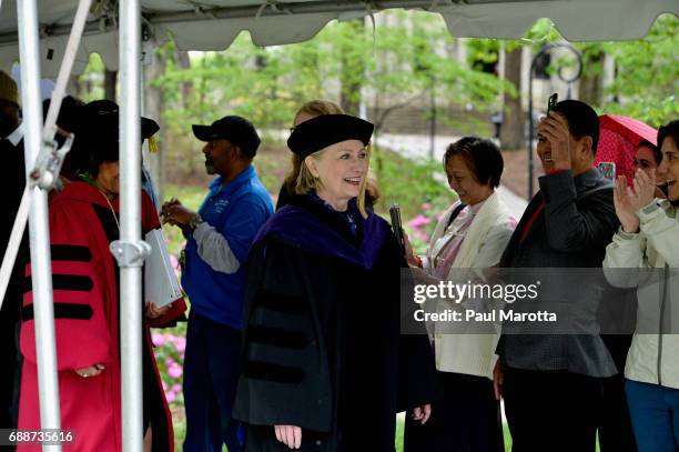 Hillary Clinton gave the Commencement Address at the Wellesley College 2017 166th Commencement Exercises at Wellesley College on May 26, 2017 in...