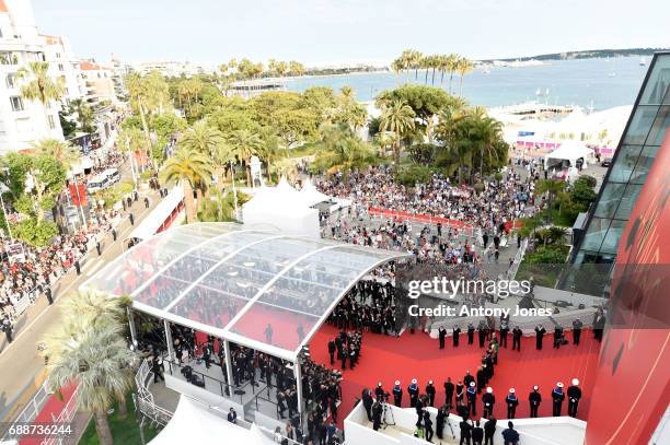 An aerial view of the "Amant Double " screening during the 70th annual Cannes Film Festival at Palais des Festivals on May 26, 2017 in Cannes, France.