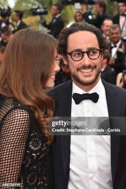 Emilie Broussouloux and Thomas Hollande attend the "Amant Double " Red Carpet Arrivals during the 70th annual Cannes Film Festival at Palais des...