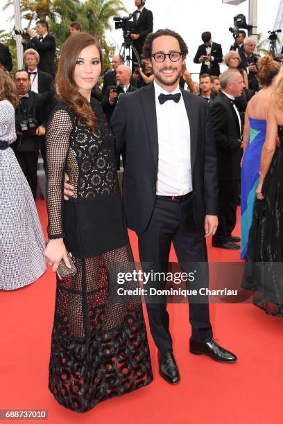 Emilie Broussouloux and Thomas Hollande attend the "Amant Double " Red Carpet Arrivals during the 70th annual Cannes Film Festival at Palais des...