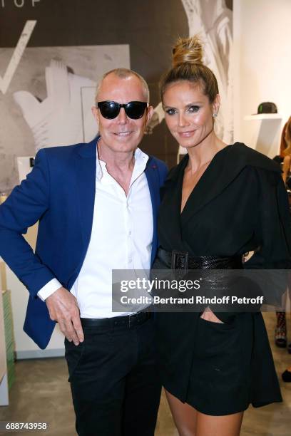 Stylist Jean-Claude Jitrois and Heidi Klum attend "Heidi Klum by Rankin" : Heidi Klum & Rankin launch book at Supra Paris Store on May 26, 2017 in...