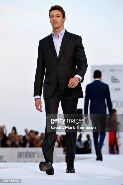 Daniil Kvyat of Russia and Scuderia Toro Rosso at the Amber Lounge fashion show during previews to the Monaco Formula One Grand Prix at Circuit de...