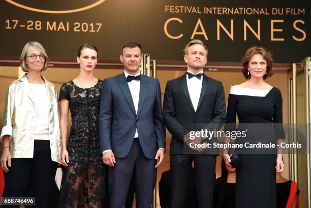 French minister of Culture Francoise Nyssen, Marine Vacth, director Francois Ozon, Jeremie Renier and Jacqueline Bisset attend the "Amant Double "...