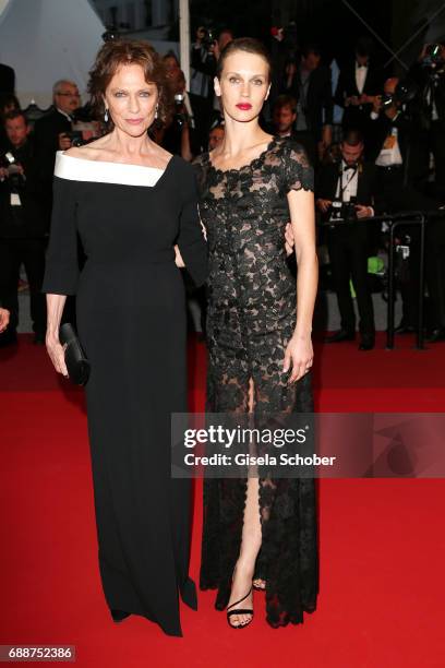 Jacqueline Bisset and Marine Vacth leave after the "Amant Double " Red Carpet Arrivals during the 70th annual Cannes Film Festival at Palais des...