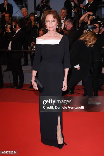 Jacqueline Bisset leaves after the "Amant Double " Red Carpet Arrivals during the 70th annual Cannes Film Festival at Palais des Festivals on May 26,...