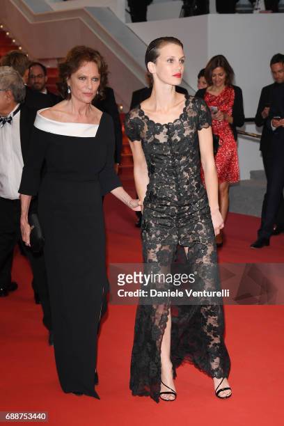 Jacqueline Bisset and Marine Vacth leave "Amant Double " Red Carpet Arrivals during the 70th annual Cannes Film Festival at Palais des Festivals on...