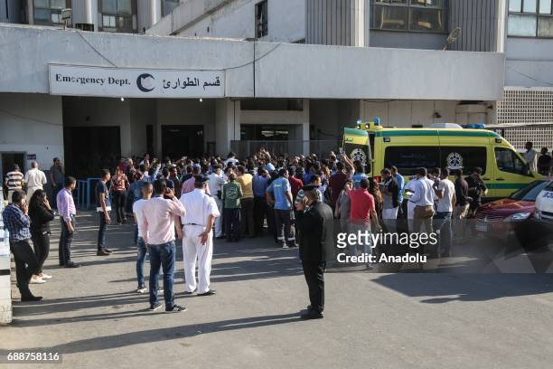 Wounded people of St. Samuels Monastery attack are taken to the Nasser Institute For Research and Treatment, after the attackers opened fire on a bus...