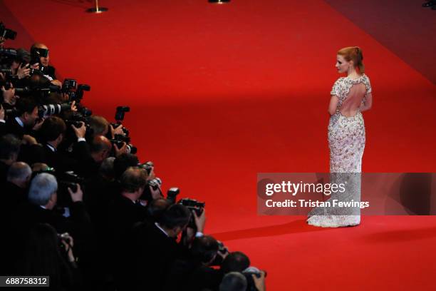 Jury member Jessica Chastain attends the "In The Fade " screening during the 70th annual Cannes Film Festival at Palais des Festivals on May 26, 2017...