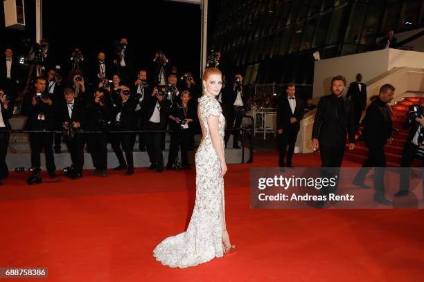 Jury member Jessica Chastain attends the "In The Fade " screening during the 70th annual Cannes Film Festival at Palais des Festivals on May 26, 2017...