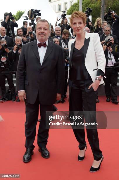 Natacha Polony and a guest attend the "Amant Double " screening during the 70th annual Cannes Film Festival at Palais des Festivals on May 26, 2017...