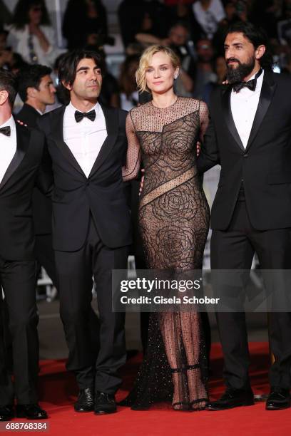 Director Fatih Akin, Diane Kruger and Numan Acar attend the "In The Fade " screening during the 70th annual Cannes Film Festival at Palais des...