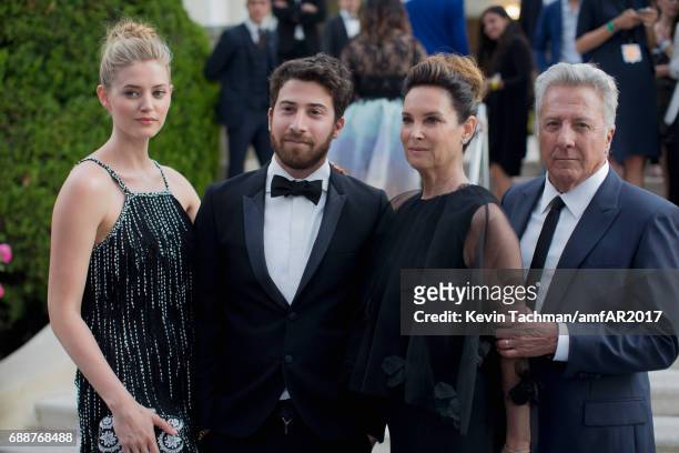 Jenna Kelly, Jake Hoffman, Lisa Hoffman and Dustin Hoffman attend the amfAR Gala Cannes 2017 at Hotel du Cap-Eden-Roc on May 25, 2017 in Cap...