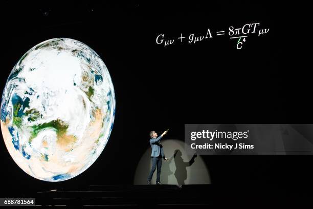 Professor Brian Cox performs his Guinness World Record breaking live tour show, Professor Brian Cox Live at SSE Arena Wembley on May 26, 2017 in...