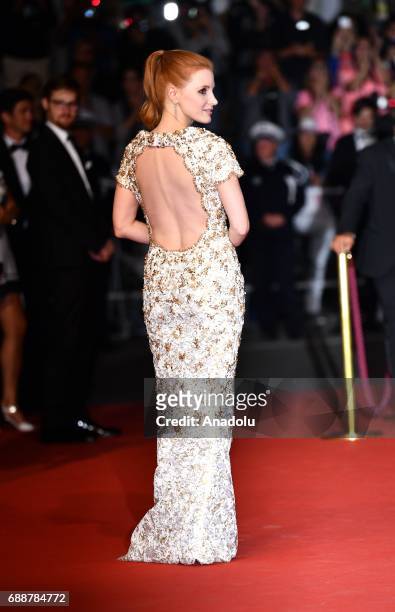 Actress Jessica Chastain arrives for the premiere of the film Aus dem Nichts in competition at the 70th annual Cannes Film Festival in Cannes, France...