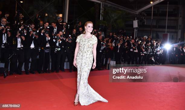 Actress Jessica Chastain arrives for the premiere of the film Aus dem Nichts in competition at the 70th annual Cannes Film Festival in Cannes, France...