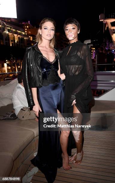 Martha Hunt and Winnie Harlow celebrate the Monaco Grand Prix at the Martini Yacht Party on May 26, 2017 in Monte Carlo, Monaco.