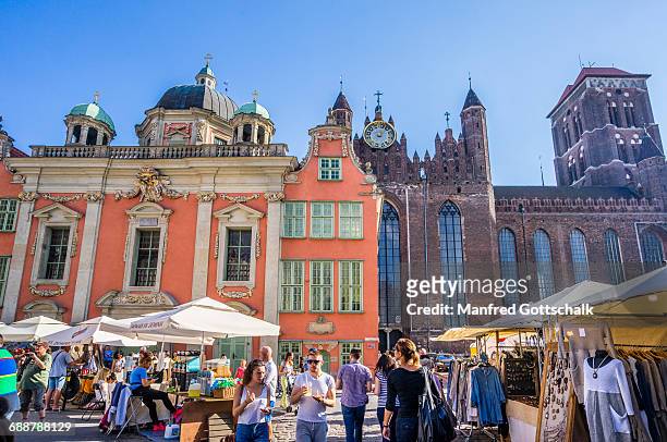 market stalls during st dominik's fair - gdansk poland stock pictures, royalty-free photos & images