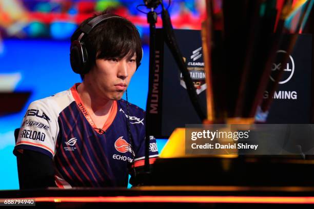 Yusuki Momochi plays against Daigo Umehara during the ELEAGUE Street Fighter V Invitational Playoffs & Championship at Turner Studios on May 26, 2017...