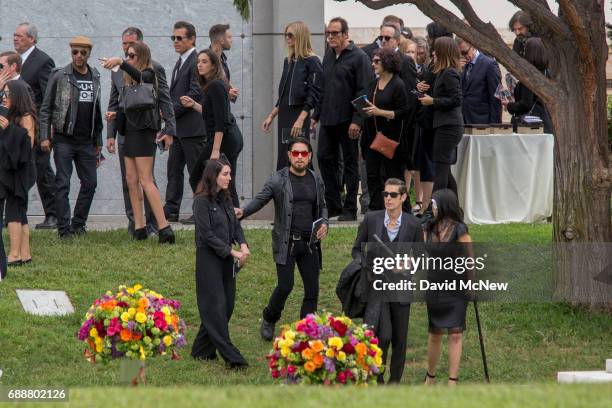 People attend funeral services for Soundgarden frontman Chris Cornell at Hollywood Forever Cemetery on May 26, 2017 in Hollywood, California. The...