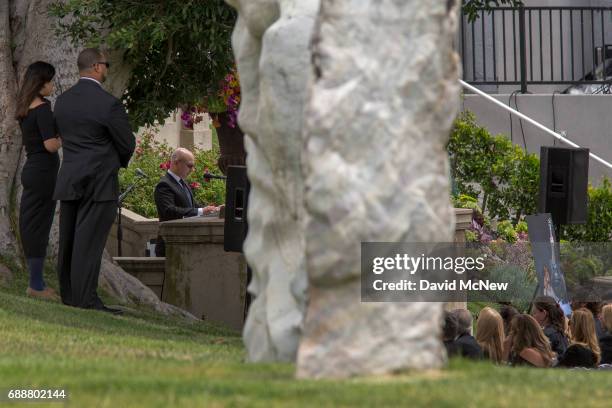 An actor speaks during funeral services for Soundgarden frontman Chris Cornell at Hollywood Forever Cemetery on May 26, 2017 in Hollywood,...