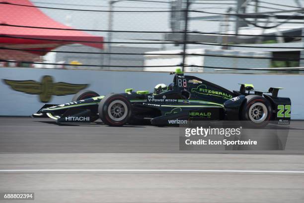 Juan Pablo Montoya on Carb Day during the final practice for the 101st Indianapolis on May 26 at the Indianapolis Motor Speedway in Indianapolis,...