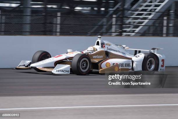 Helio Castroneves on Carb Day during the final practice for the 101st Indianapolis on May 26 at the Indianapolis Motor Speedway in Indianapolis,...