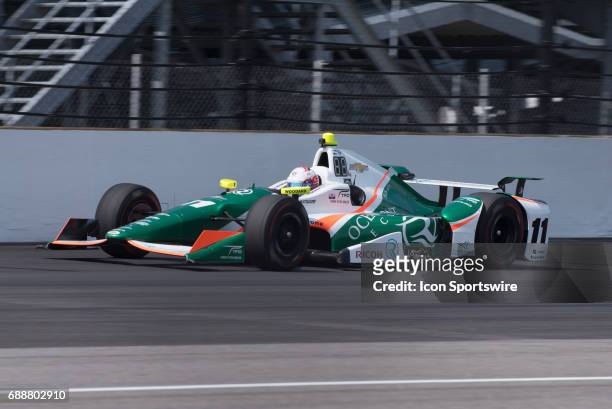 Spencer Pigot on Carb Day during the final practice for the 101st Indianapolis on May 26 at the Indianapolis Motor Speedway in Indianapolis, Indiana.
