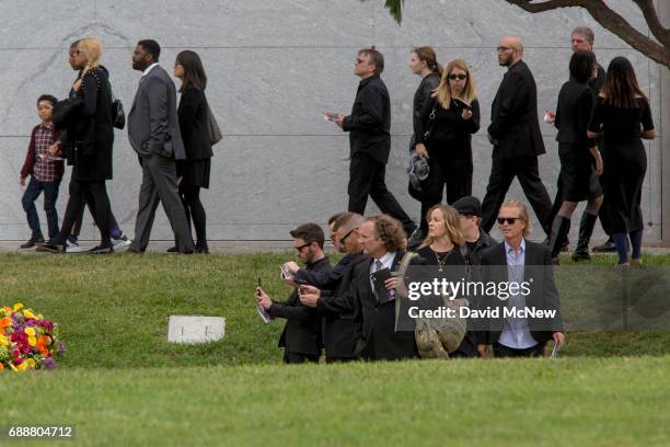 People attend funeral services for Soundgarden frontman Chris Cornell at Hollywood Forever Cemetery on May 26, 2017 in Hollywood, California. The...