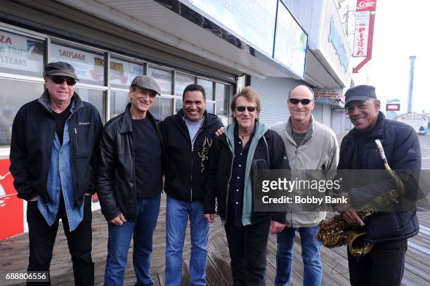 John Cafferty, Gary Gramolinii, Michael Antunes, Jackie Santos, Steve Burke and Dean Cassell of The Beaver Brown Band perform at the WCBS-FM Summer...