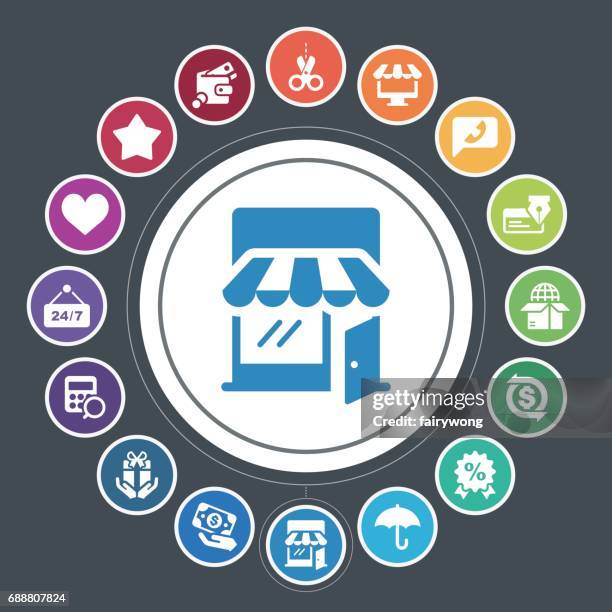 shopping icons - open van stock illustrations