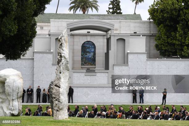 Guests attend the funeral and memorial service for Soundgarden frontman Chris Cornell, May 26, 2017 at Hollywood Forever Cemetery in Los Angeles,...