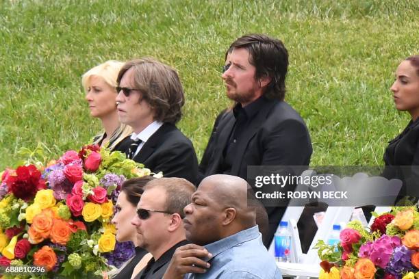 Actor Christian Bale attends the funeral and memorial service for Soundgarden frontman Chris Cornell, May 26, 2017 at Hollywood Forever Cemetery in...
