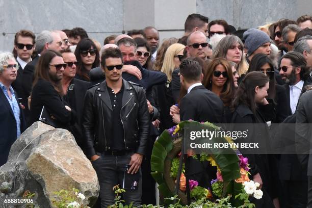 Actor James Franco attends the funeral and memorial service for Soundgarden frontman Chris Cornell, May 26, 2017 at Hollywood Forever Cemetery in Los...