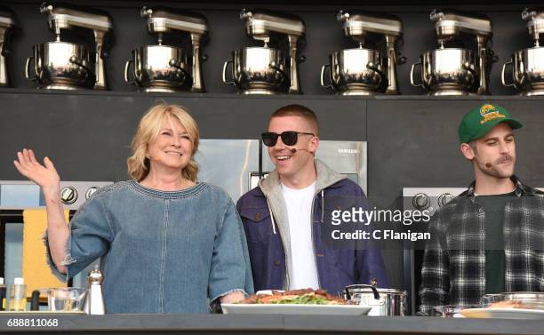 Martha Stewart with Macklemore and Ryan Lewis are seen during the 2017 BottleRock Napa Valley Festival on May 26, 2017 in Napa, California.