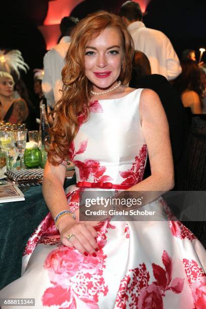 Lindsay Lohan attends the amfAR Gala Cannes 2017 at Hotel du Cap-Eden-Roc on May 25, 2017 in Cap d'Antibes, France.