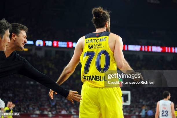 Luigi Datome, #70 of Fenerbahce Istanbul during the Turkish Airlines EuroLeague Final Four Semifinal A game between Fenerbahce Istanbul v Real Madrid...