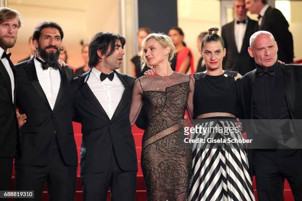 Numan Acar, director Fatih Akin, Diane Kruger, Samia Muriel Chancrin and Johannes Krisch attend the "In The Fade " screening during the 70th annual...