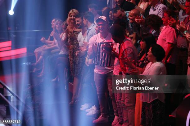 Pietro Lombardi, Heinrich Popow and Kathrin Menzinger during the 10th show of the tenth season of the television competition 'Let's Dance' on May 26,...