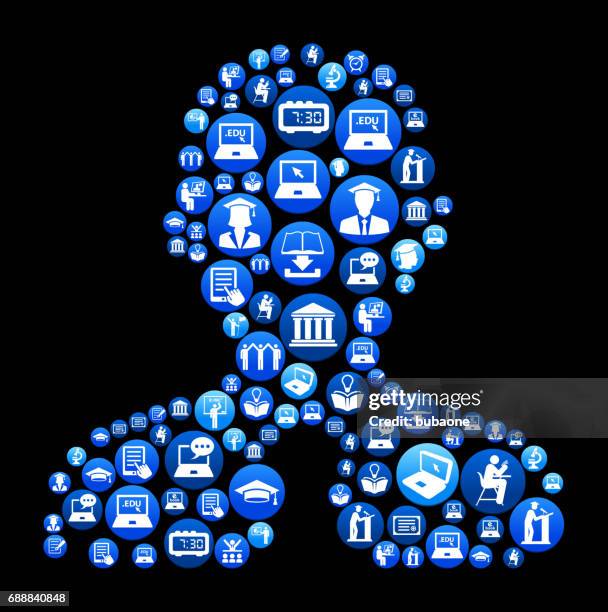businessman e-learning and college education blue button pattern - high school student computer stock illustrations