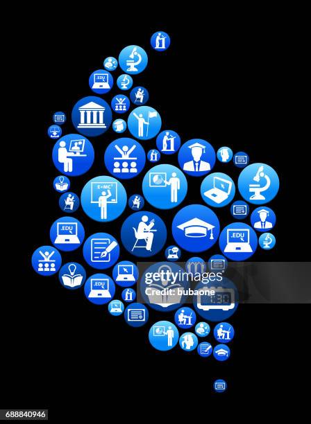 colombia e-learning and college education blue button pattern - columbia college stock illustrations