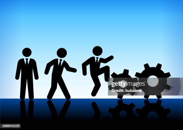 businessmen climbing industry on blue vector background - man clean background stock illustrations